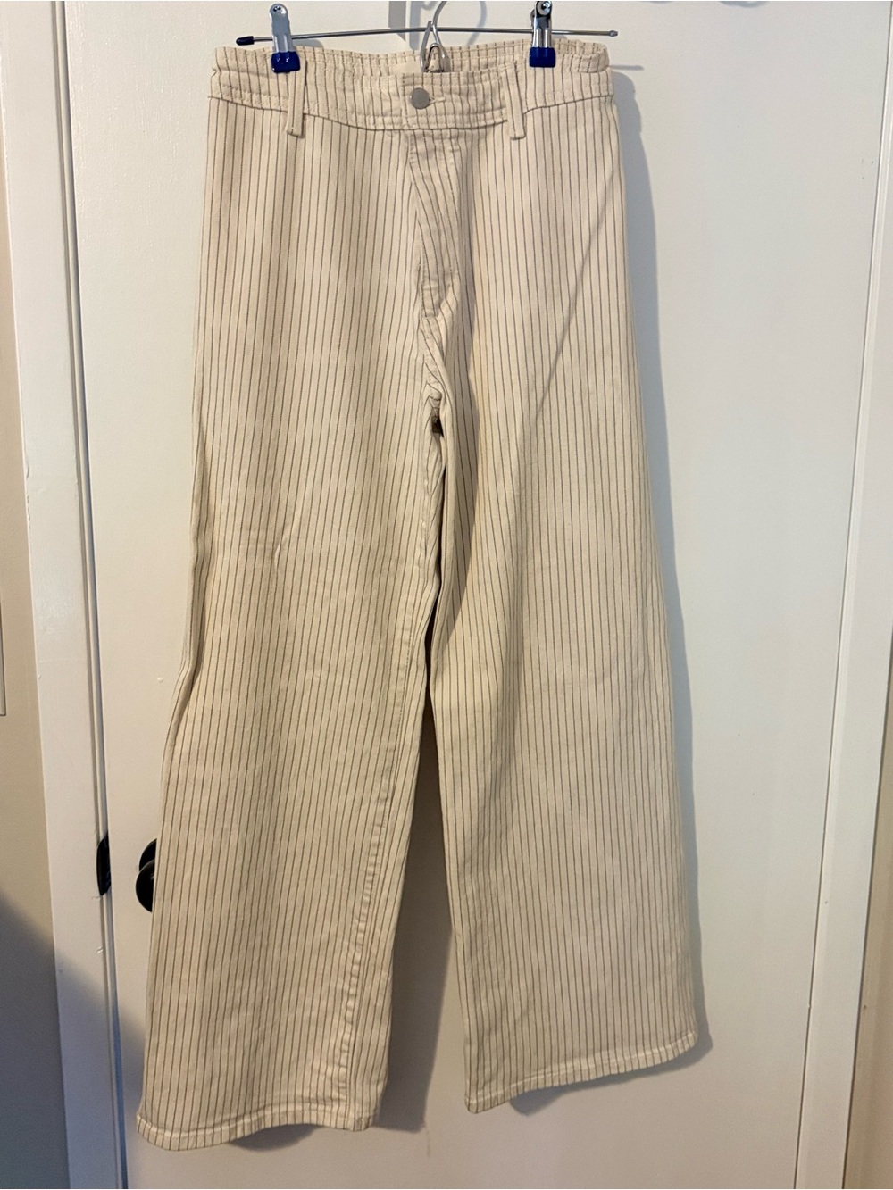 Universal Thread High-Rise Cream Pinstripe Wide-Leg Jeans